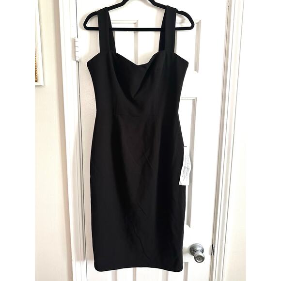 DRESS THE POPULATION Nicole Black Sweetheart Neckline Cocktail Midi Dress M NWT - Picture 2 of 5